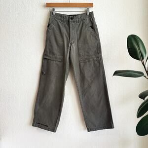 Vintage Y2K Lee Pipes Cargo Jeans Youth 12R Baggy Skater Green Utility Grunge